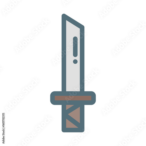 katana. This is a vector single icon with a filled outline style. Suitable for any purpose, such as website design, mobile app design, logo design, pattern design, etc