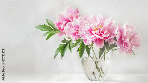 Wallpaper Mural watercolor painting of pink peonies in a clear Torontodigital.ca