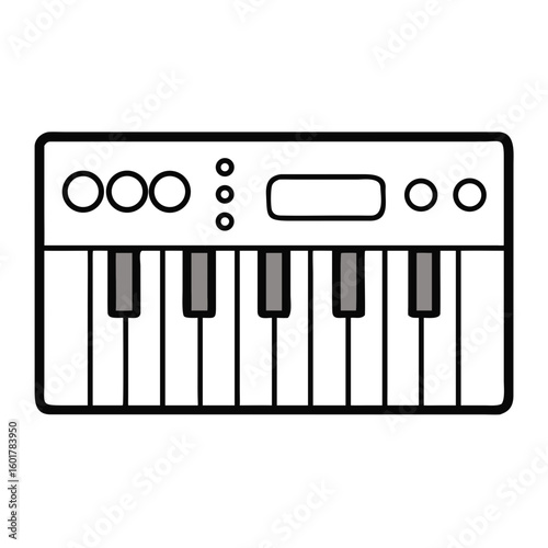 Silhouette of a Synthesizer With Visible Pitch and Keyboard Design Elements