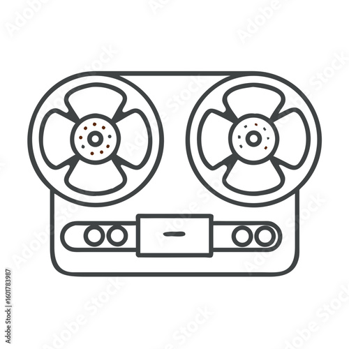 Vintage Tape Drive Silhouette With Dual Reels and Minimalistic Design