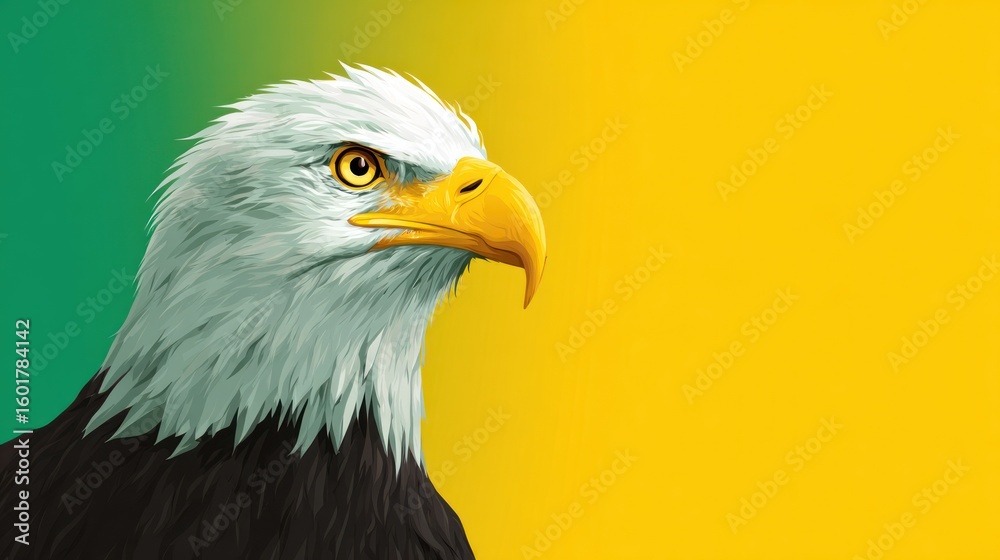Fototapeta premium Eagle portrait against gradient background