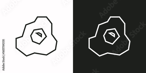 Omelette Icon in Black Line Art and White Line Art Cutout Style