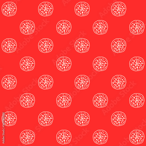Hand Drawn Pizza Vector Seamless Pattern