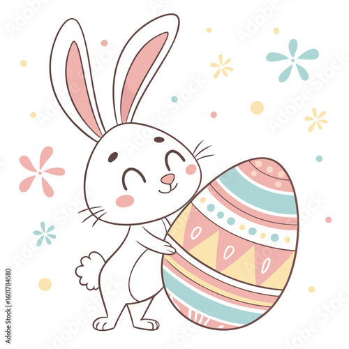 Easter bunny and egg vector set generated by ai