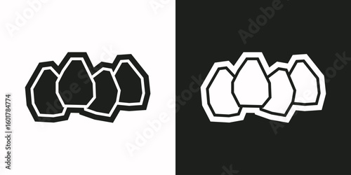 Eggs Icon in Black Filled and White Filled Cutout Style
