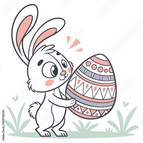 Easter bunny and egg vector set generated by ai