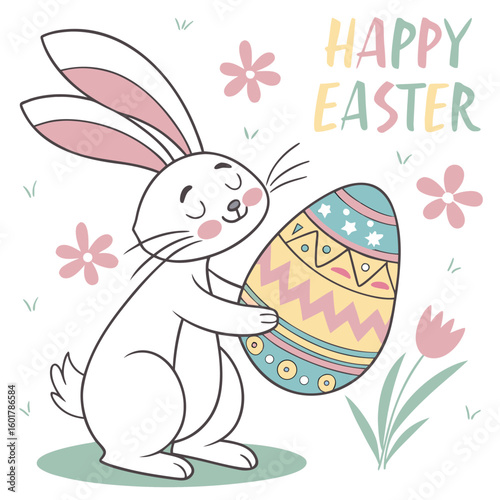 Easter bunny and egg vector set generated by ai