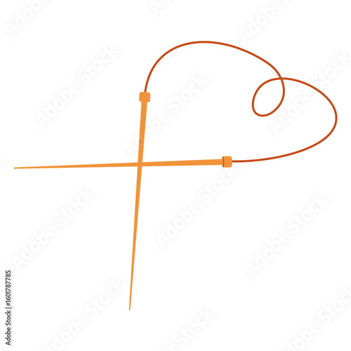 Circular knitting needles with curved cable. Flat vector illustration