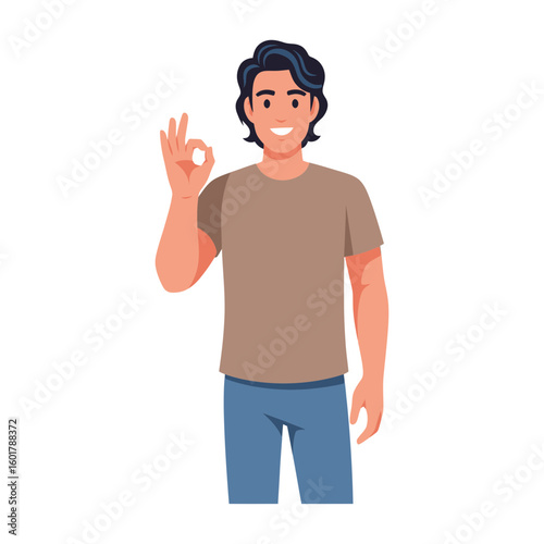 Smiling businessman showing okay gesture with his hand against a white background, concept for successful negotiation, positive feedback and excellent service representative expressing his agreement
