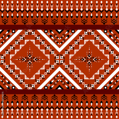 Geometric pattern Traditional tribal style, pixel embroidery, geometric ethnic pattern. beautiful border pattern.Fabric pattern for clothes, dress, carpet, curtain, sarong, sari, scarves, batik.
