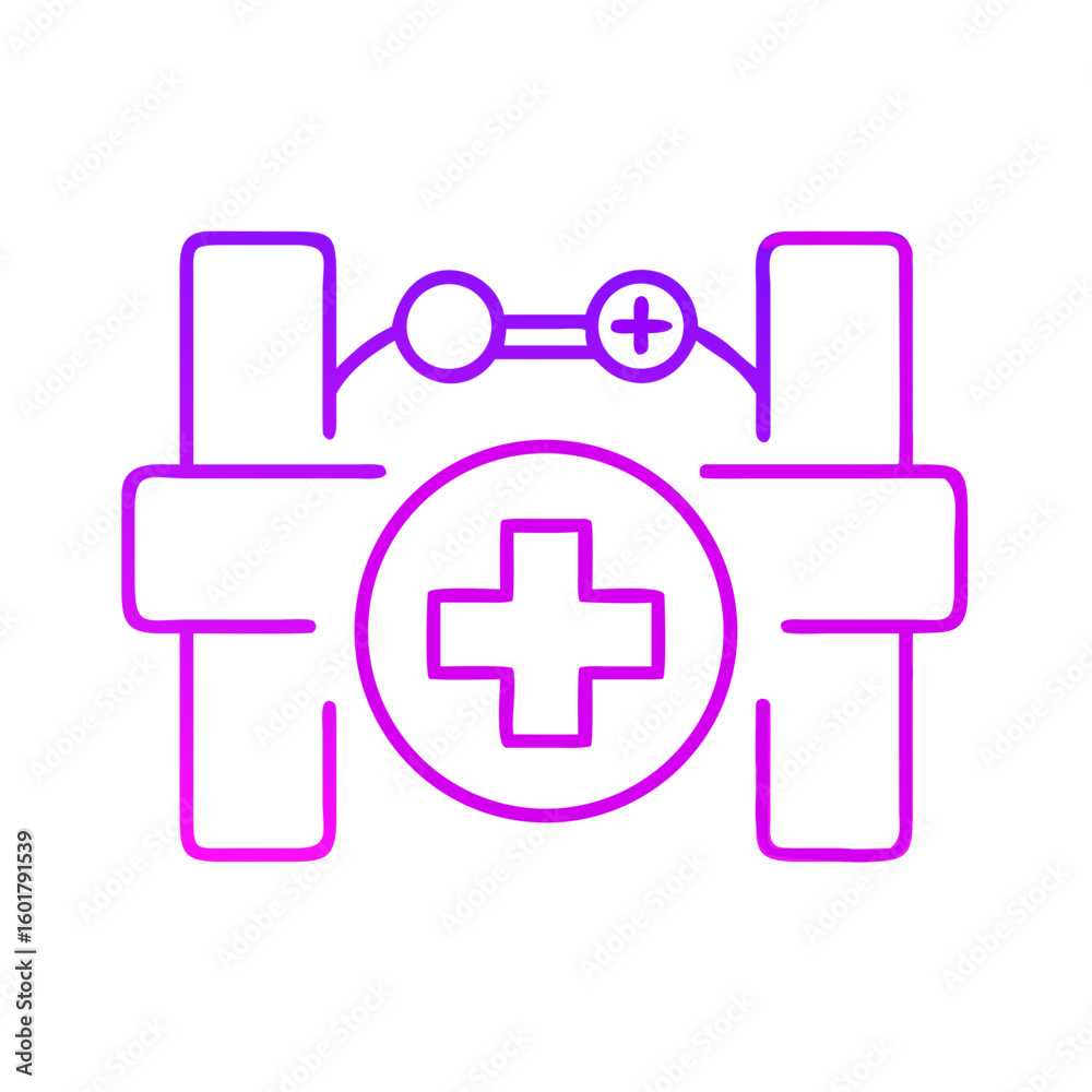 Obraz premium Medical icon of first aid with symbols in pink outline design 