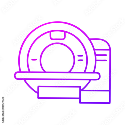MRI machine icon in modern design with purple outline  