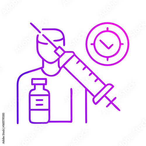 Person receiving vaccination with syringe and vial in modern style  