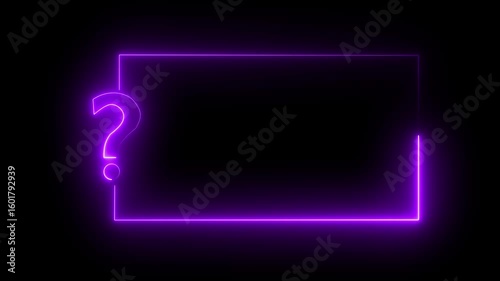 Neon Quiz Game Animation with Multiple Choice Options on Black Background – Trivia Challenge Template for TV or Online Shows