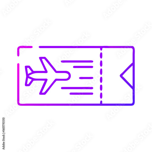 Airplane ticket icon in vibrant purple and pink color scheme  