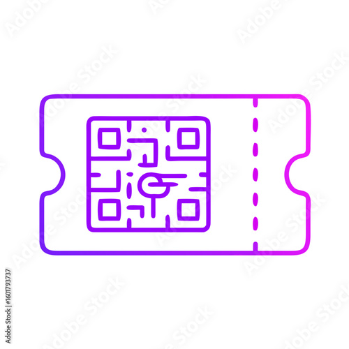QR code ticket in modern design with purple gradient colors  