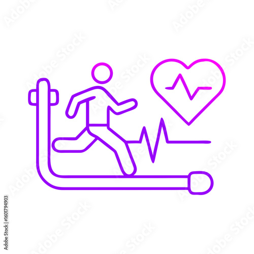 Running person with heart rate monitor in fitness concept icon  