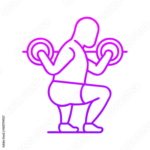 Man performing squats with weights in minimalist line art style  