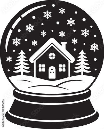 Snow Globe Winter House SVG Design

