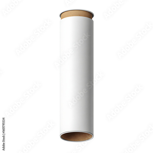 White Cardboard Tube with Brown Ends Isolated on Black