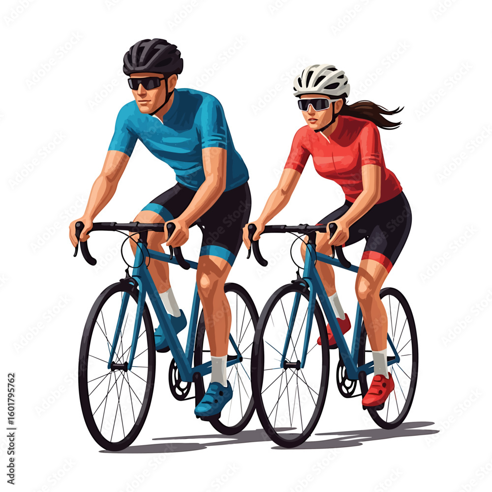 Obraz premium Couple Cycling Together Active Lifestyle and Outdoor Fitness