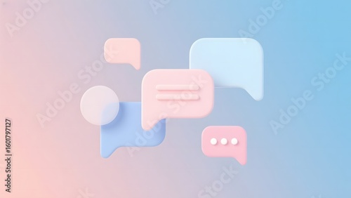 Abstract Speech Bubbles in Soft Pastel Colors
