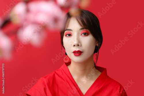 Beautiful young geisha in t...