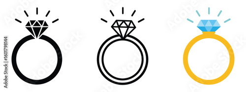 wedding ring with diamond icon vector isolated on transparent background. engagement ring. Vector icon for love and marriage, wedding invitations, romantic designs, and jewelry branding. proposal sign