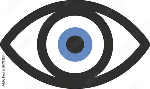 Black and White Eye Outline Simple Design Illustration