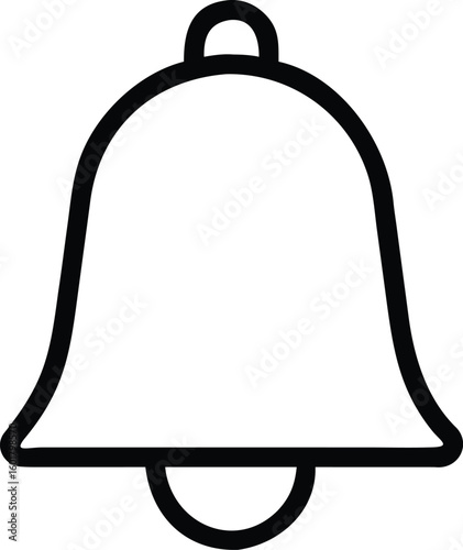 Black and White Notification Bell Icon Design for Alert or Reminder Systems