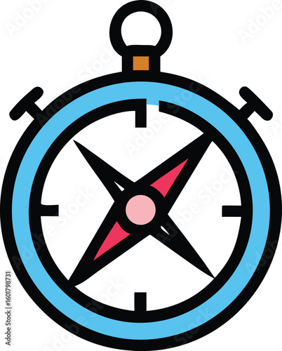 Free Download Colorful Modern Compass Icon with Circular Blue Frame and Black Arrow Design - GFXLoad