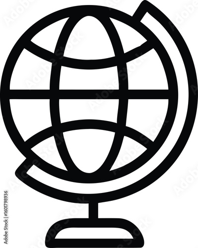 Global Blueprint: A minimalist image features a globe on a stand, symbolizing exploration and universal understanding. The simple lines and bold outline give a nod to design and education.