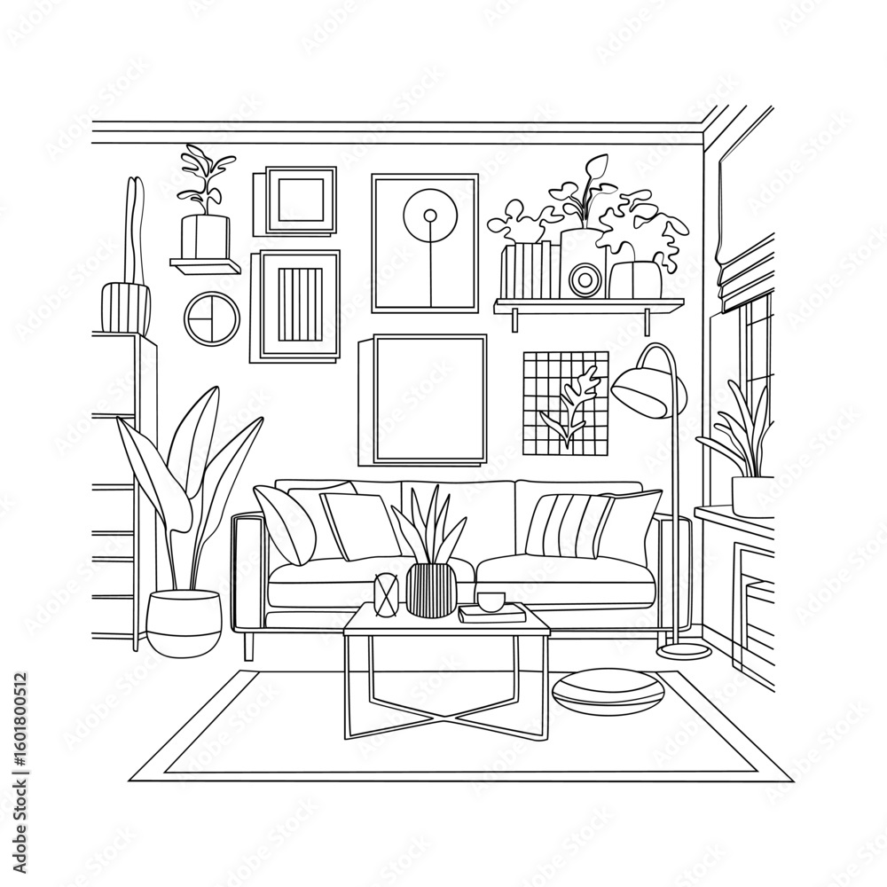 Fototapeta premium Hand Drawn Home Decor Sketch Illustration