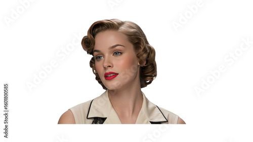 Elegant Woman with Vintage Hairstyle and Makeup, 1940s Style