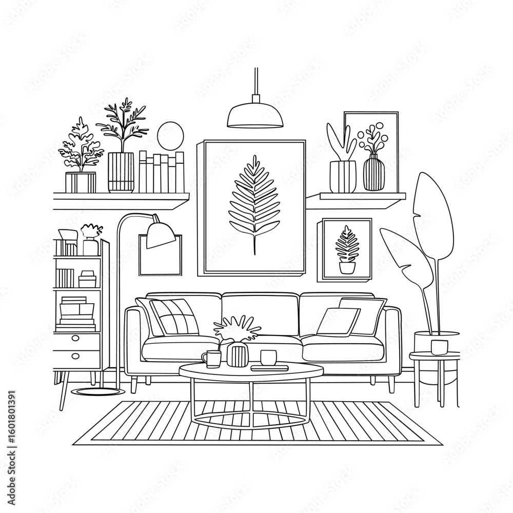 Fototapeta premium Hand Drawn Home Decor Sketch Illustration