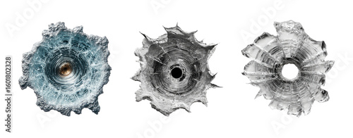 Isolated Bullet Holes on Transparent Background for Creative Use