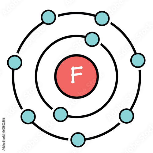 Fluorine formule color line icon. Pictogram for web page, mobile app, promo