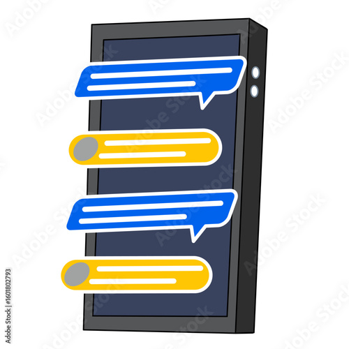 Smartphone with Chat Message Bubbles Illustration.