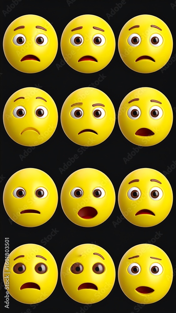 Fototapeta premium Animated yellow emoticon faces