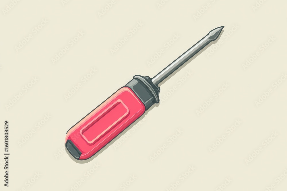 Fototapeta premium A simple red and gray screwdriver illustration on a plain background