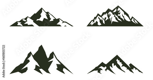 Mountain Silhouette Landscape Vector, Minimalist Mountain, Silhouette Mountain Scene Vector Illustration