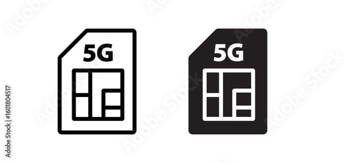 5G sim networking icon. 5g internet symbol. Sim network symbol png and vector illustration on transparent background