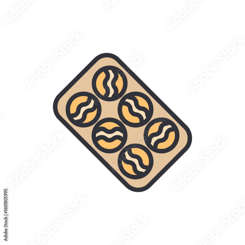 Stylized Macadamia Nuts Arranged Nicely In A Rectangular Container