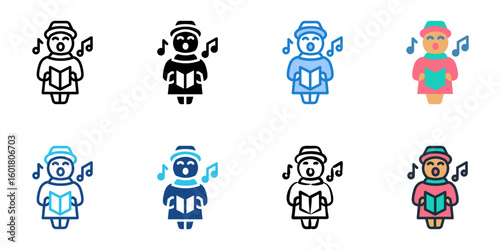 Caroling icon set multiple style collection 
