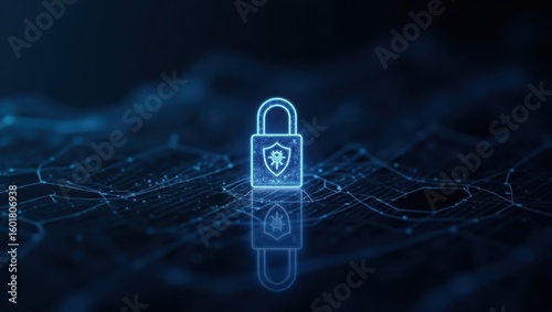 security lock on blue background, binary code lock, computer security concept, internet security concept, 