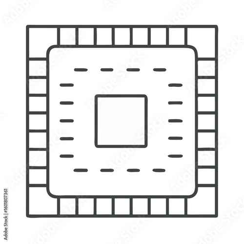 Vector Illustration of a Minimalistic Computer Motherboard Design Featuring Large Connections
