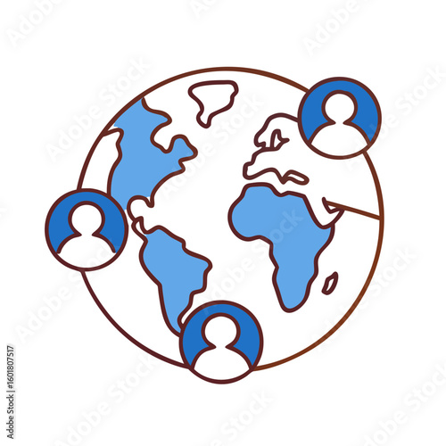 Silhouette of a Globe Illustrating Diverse Global Connections and Zones of Interaction