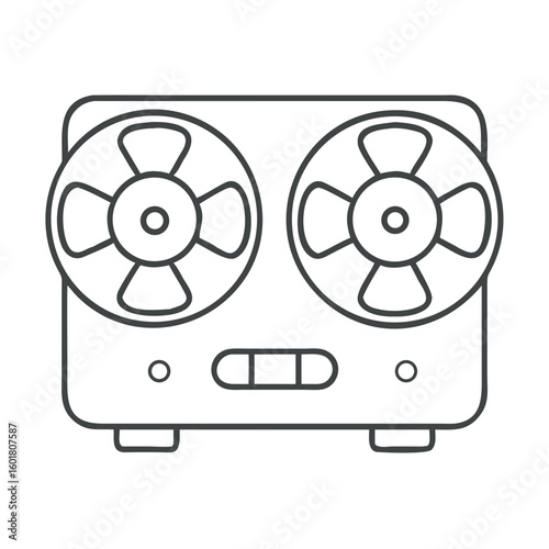 Silhouette of a Vintage Tape Reel Computer System on Display in a Modern Tech Exhibit