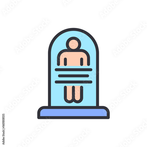 Person In Futuristic Cryo Chamber With Transparent Background Icon