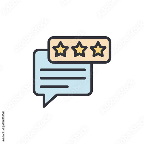 Review Bubble With Golden Stars Symbolizing Customer Satisfaction Feedback